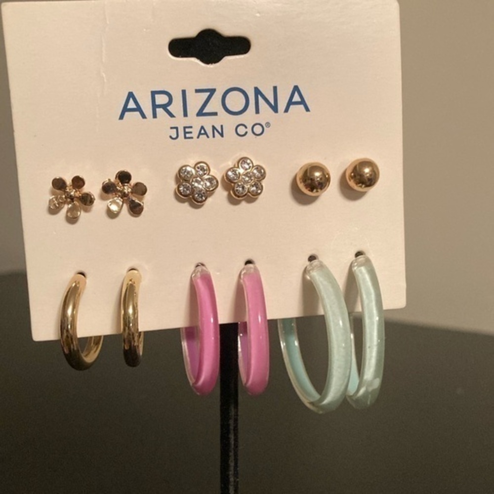 Arizona Jean Company Gold, Pink, and Blue Earring Set